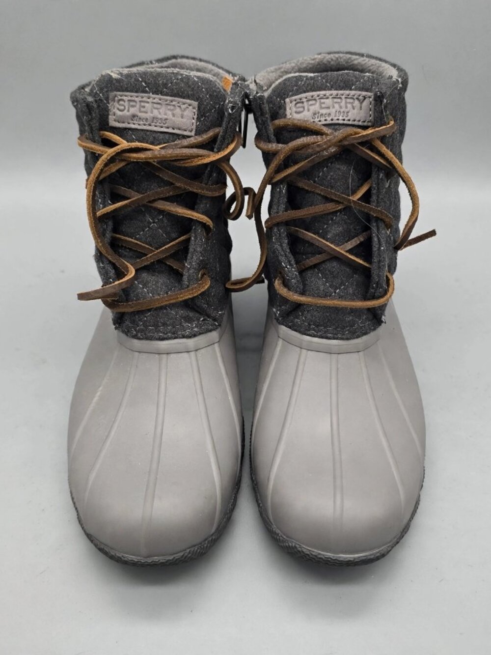 Sperry Women's Saltwater Quilted Wool Duck Boots Grey Size 7M